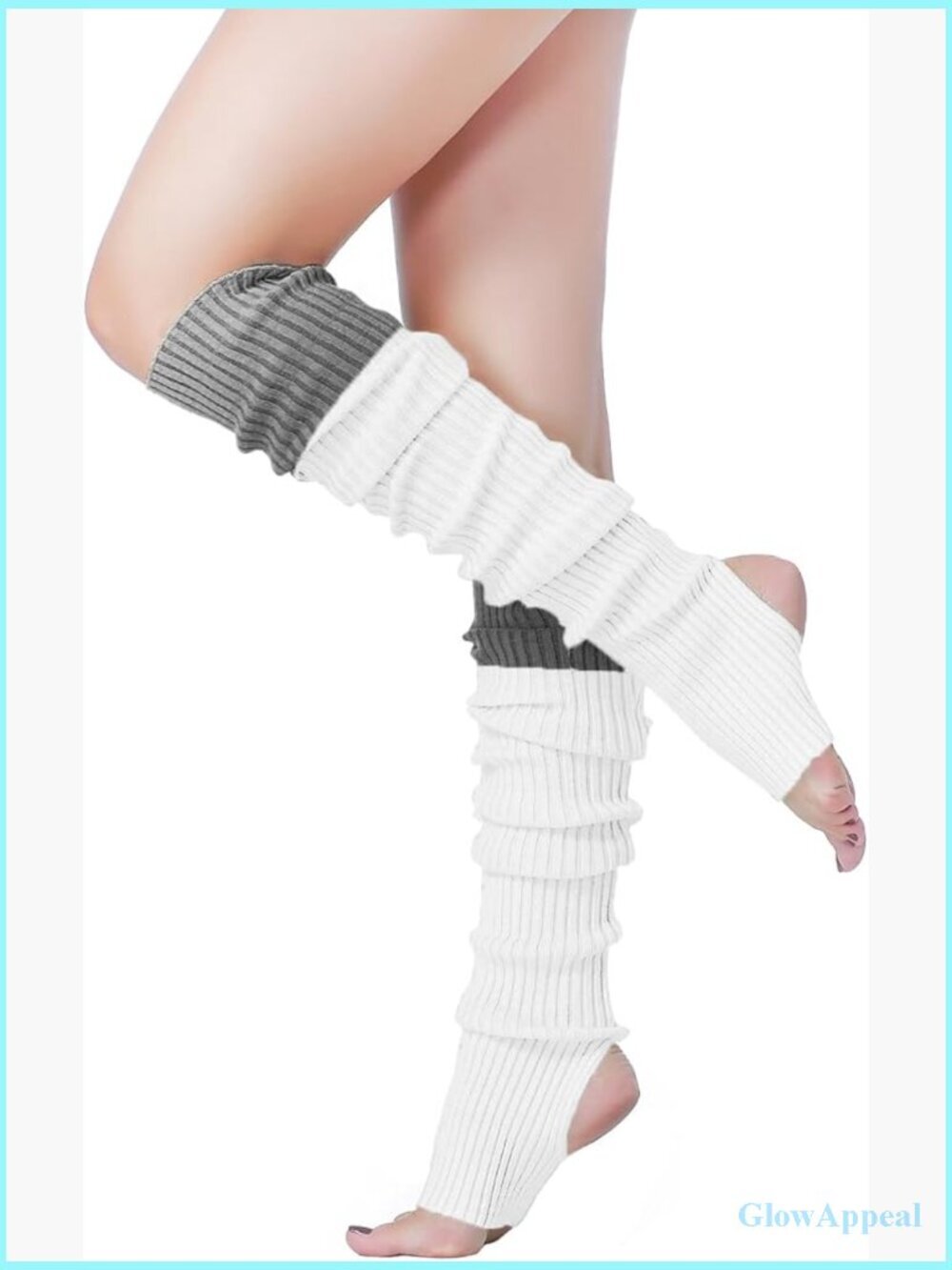 Neon Knit Stirrup Leg Warmers for 80s Party Dance Yoga